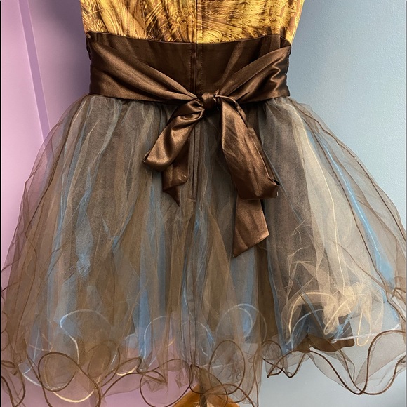 Teeze Me ❤️ Safari Animal Print Floral Brown Blue Formal Skater Dress - Picture 5 of 8